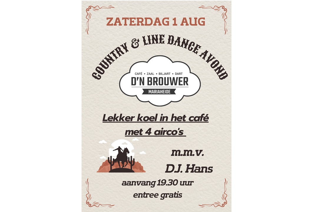 Country & Line Dance-avond bij D’n Brouwer in Mariaheide